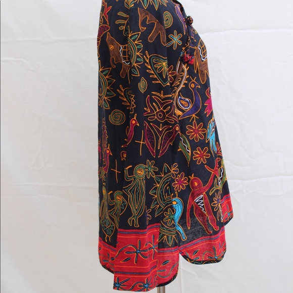 ⭐️HP⭐️ Vintage 80s Fab Folk Style Mandarin Blouse - Picture 2 of 4